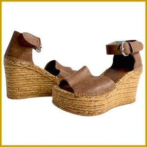 Marc Fisher Brown/Tan Suede Espadrille Wedges. Size 9